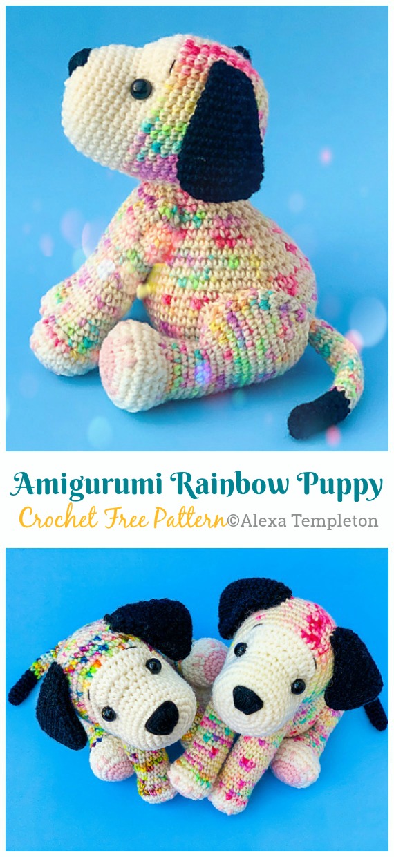 Amigurumi Rainbow Puppy Crochet Free Pattern - Crochet Dog #Amigurumi; Free Patterns