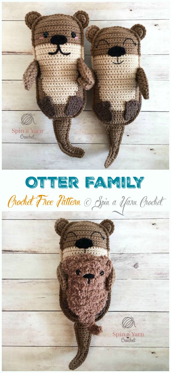 Amigurumi Otter Family Crochet Free Patterns - Crochet #SeaLife; Toys #Amigurumi; Free Patterns