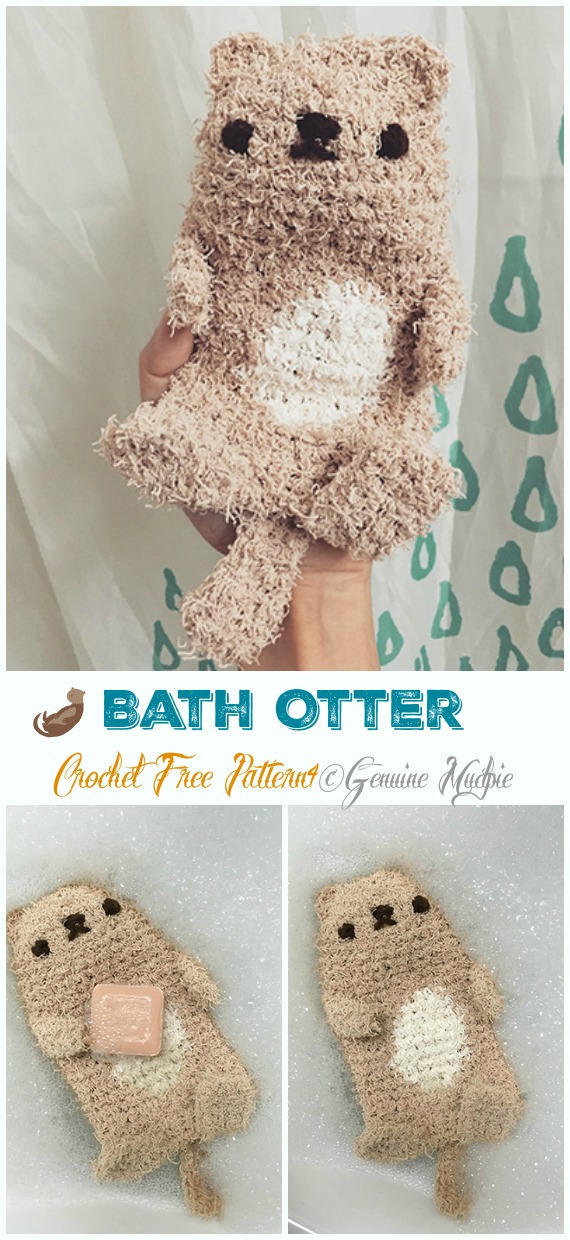 Amigurumi Bath Otter Crochet Free Patterns - Crochet #SeaLife; Toys #Amigurumi; Free Patterns