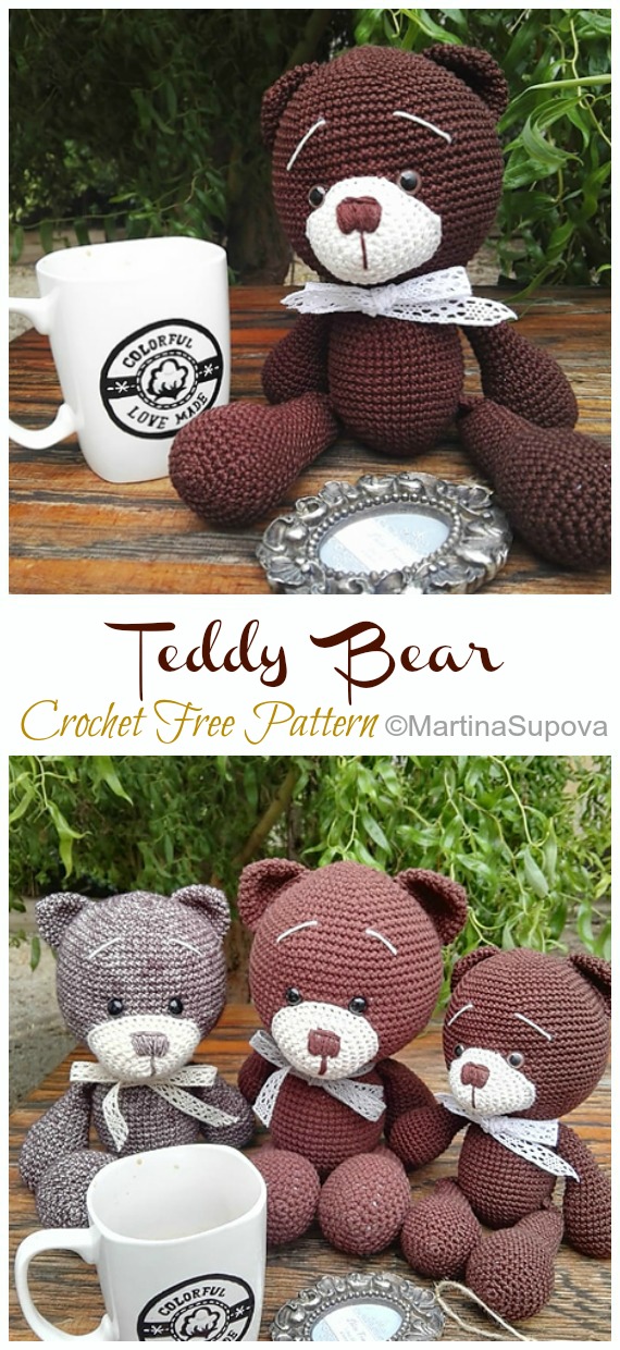 Amigurumi Teddy Bear Crochet Free Pattern- Free #Amigurumi; #Bear; Toy Softies Crochet Patterns