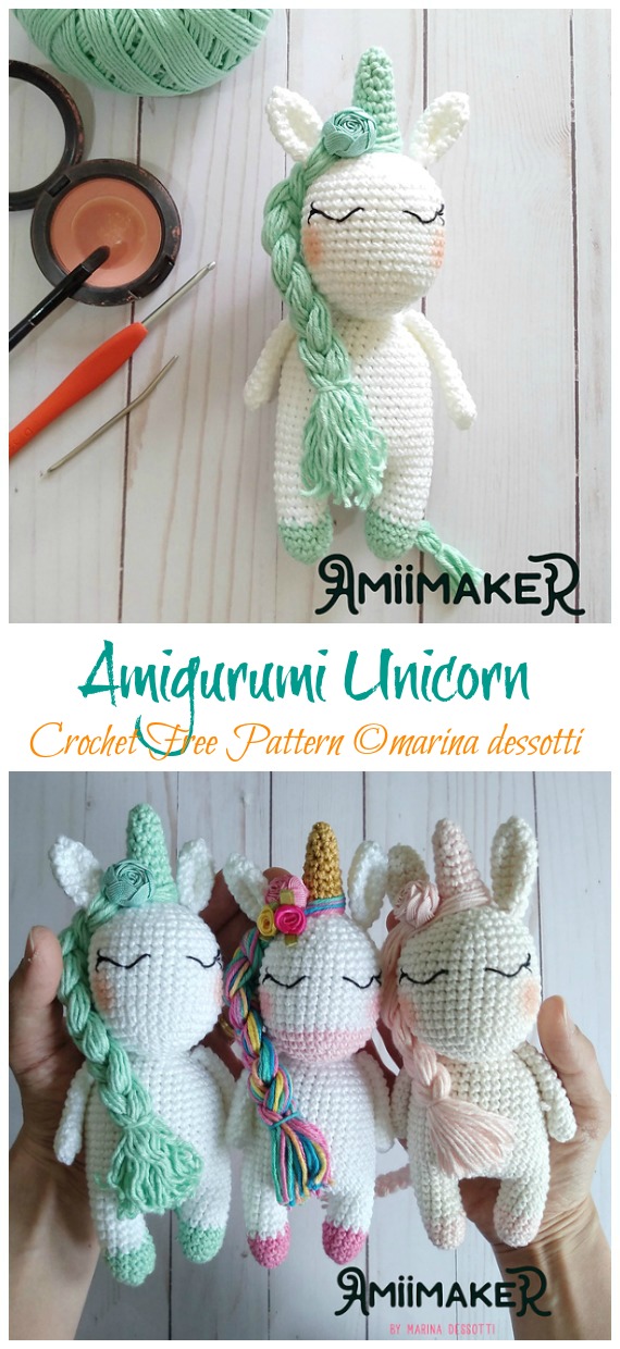 Amigurumi Unicorn Amora Crochet Free Pattern - Crochet #Unicorn; #Amigurmi; Free Pattern