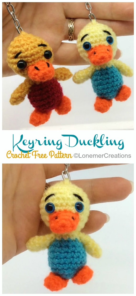 Keyring Ducklings Crochet Free Patterns - #Amigurumi; #Duck; Free Crochet Patterns