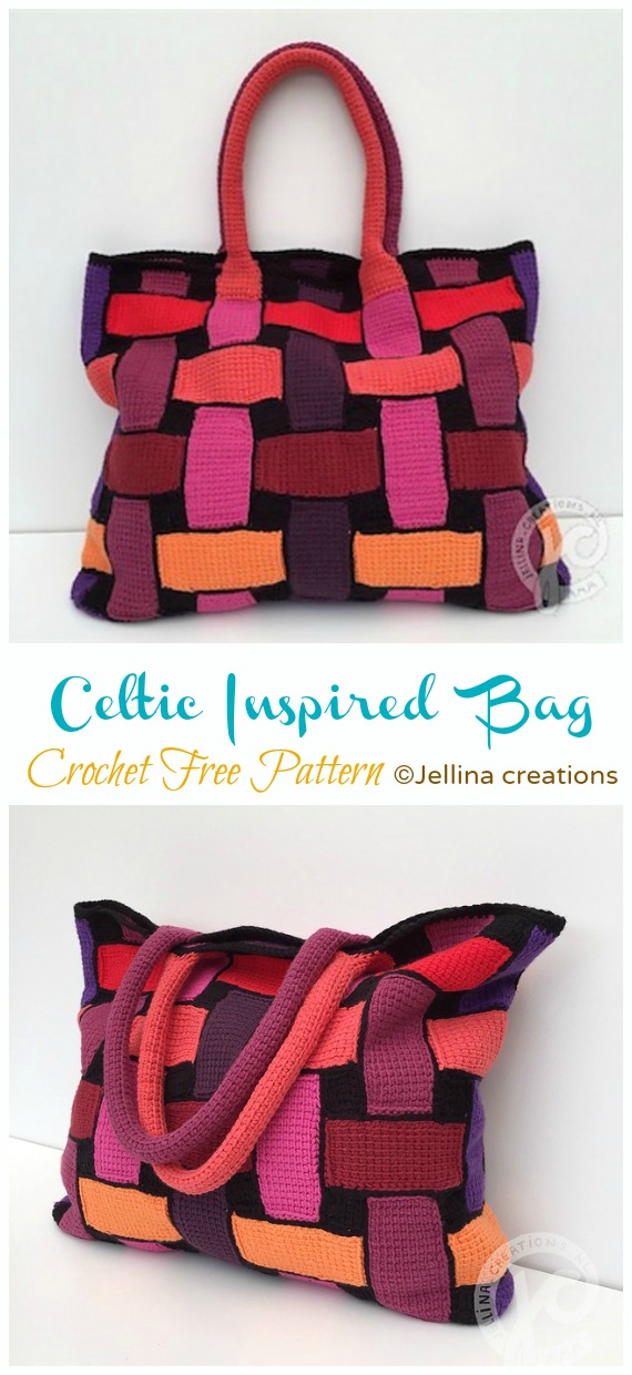Celtic Inspired Bag Tunisian Crochet Free Pattern - Tote #Bag; Free #Crochet; Patterns