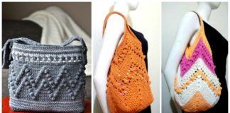Chevron Summer Bag Crochet Free Pattern - Tote #Bag; Free #Crochet; Patterns