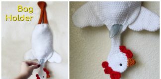 Chicken Bag Holder Crochet Free Pattern - Grocery Bag #Keeper; Holder Free #Crochet; Patterns