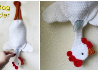 Chicken Bag Holder Crochet Free Pattern - Grocery Bag #Keeper; Holder Free #Crochet; Patterns