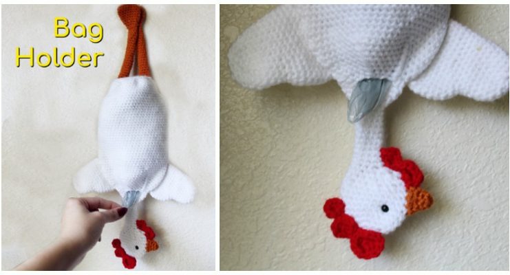 Chicken Bag Holder Crochet Free Pattern - Grocery Bag #Keeper; Holder Free #Crochet; Patterns