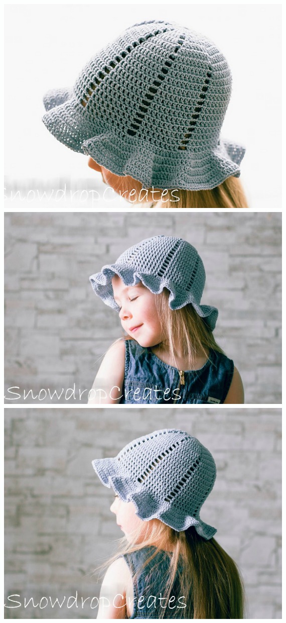 Lilac Sun Hat Crochet Free Patterns - Girls #Sunhat; Free #Crochet; Patterns