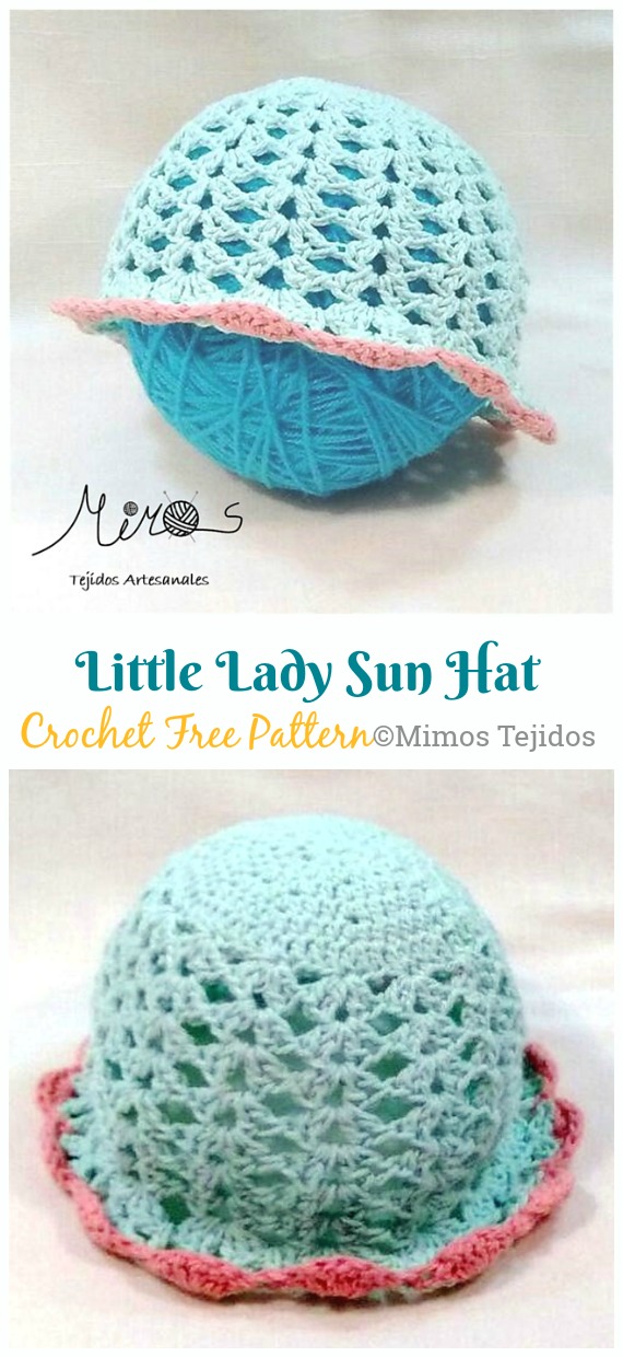 Sara Little Lady Sun Hat Crochet Free Patterns - Girls #Sunhat; Free #Crochet; Patterns