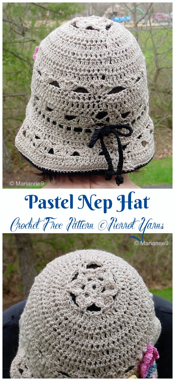 Pastel Color Nep Hat Crochet Free Pattern - Girls #Sunhat; Free #Crochet; Patterns