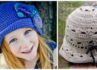 Flower Sun Hat Crochet Free Pattern - Girls #Sunhat; Free #Crochet; Patterns