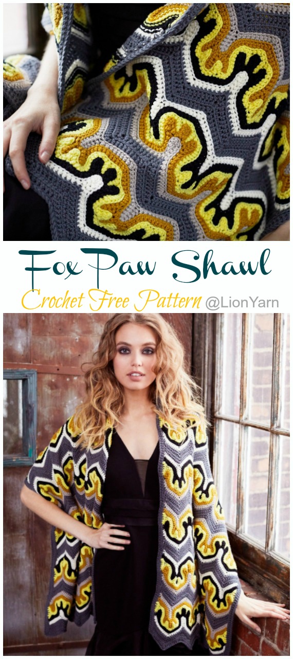 Fox Paw Shawl Crochet Free Pattern - Trendy Women #Shawl; Free #Crochet; Patterns