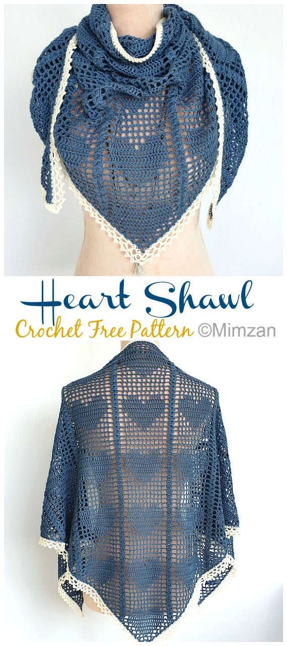 Hearty Shawl Crochet Free Patterns - Women Lace #Shawl; Free #Crochet; Patterns