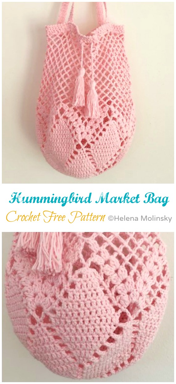 Hummingbird Market Bag Crochet Free Pattern-#Crochet; Market Grocery #Bag;Free Patterns
