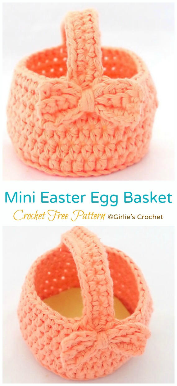 Mini Easter Egg Basket Crochet Free Pattern - Mini #Easter; Treat #Basket; Free Crochet Patterns