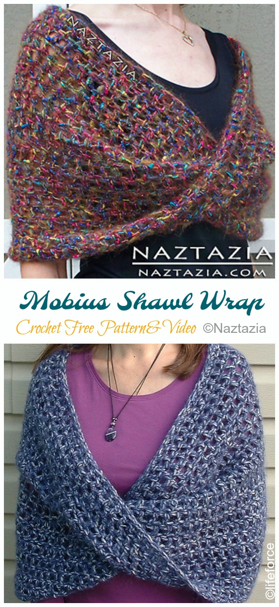 Mobius Shawl Wrap Crochet Free Pattern [Video]- Women Shawl #Wrap; Free #Crochet; Patterns