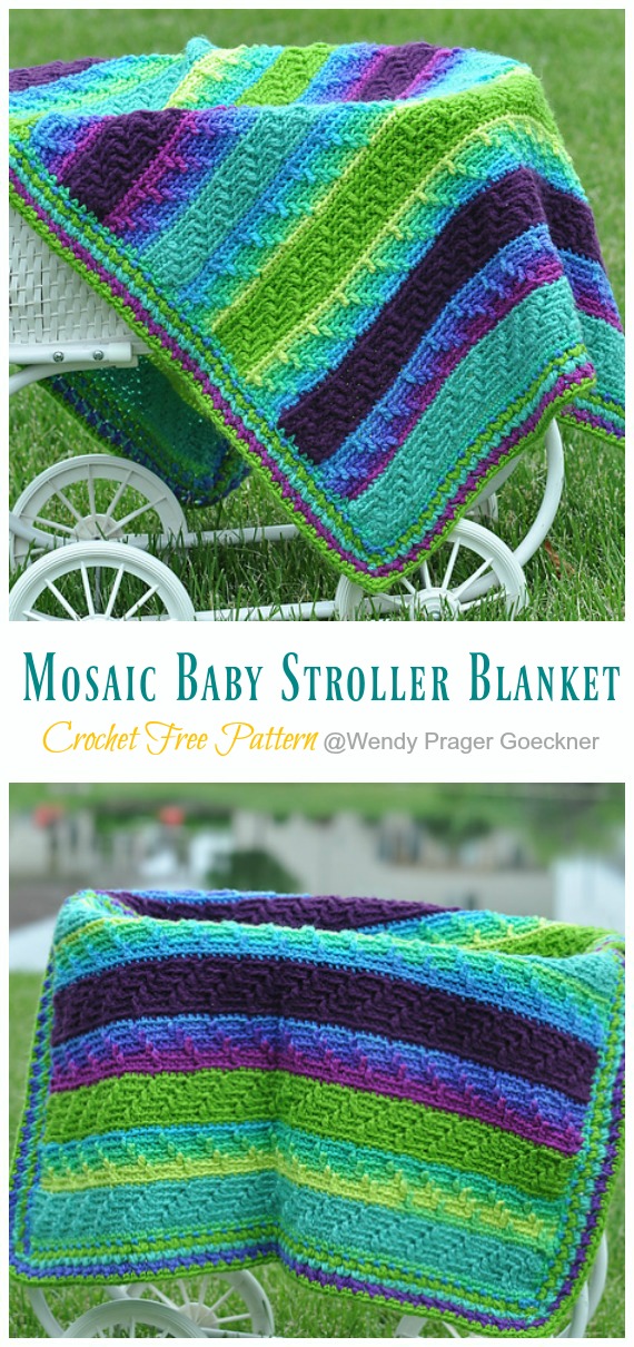 Mosaic Baby Stroller Blanket Crochet Free Pattern [Limited Time] - Mosaic #Blanket; Free #Crochet; Patterns