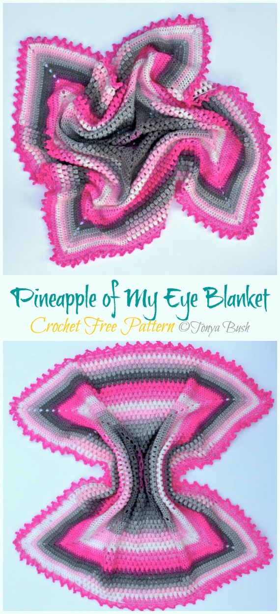 Pineapple of My Eye Baby Blanket Crochet Free Pattern - Never Ending Square #Blanket; #Crochet; Free Patterns