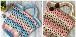 Sea Shells by The Shore Market Bag Crochet Free Pattern- #Crochet; Market Grocery #Bag;Free Patterns