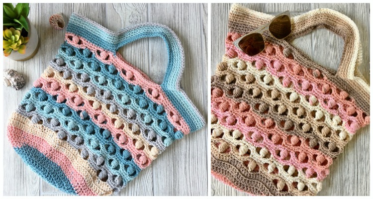 Sea Shells by The Shore Market Bag Crochet Free Pattern