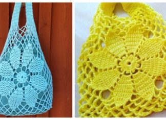 Summer Flower Bag Crochet Free Pattern [Video]-#Crochet; Market Grocery #Bag;Free Patterns