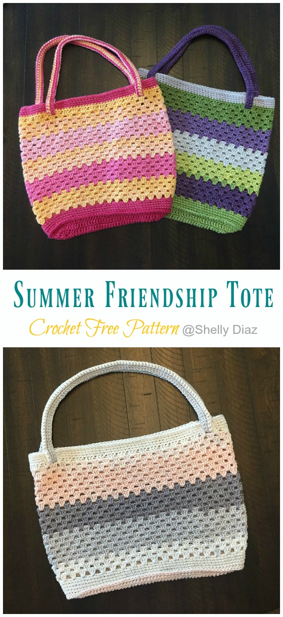 Summer Granny Strip Tote Bag Crochet Free Patterns