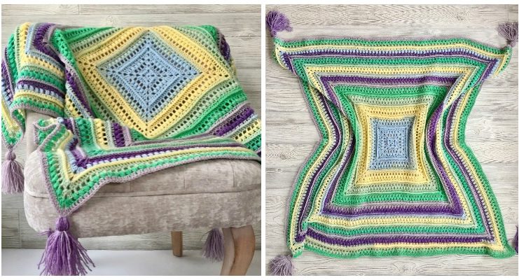 Wrap Me In Sunshine Blanket Crochet Free Pattern - Never Ending Square #Blanket; #Crochet; Free Patterns