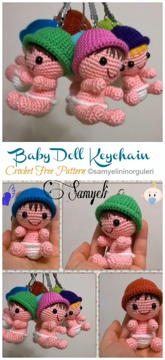 Amigurumi Baby Doll Keychain Crochet Free Patterns - #Doll; Crochet #Amigurumi; Free Pattern
