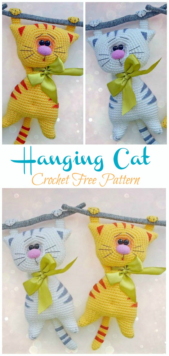 Amigurumi Hanging Cat Crochet Free Pattern - Crochet Toy #Cat; #Amigurumi; Free Patterns