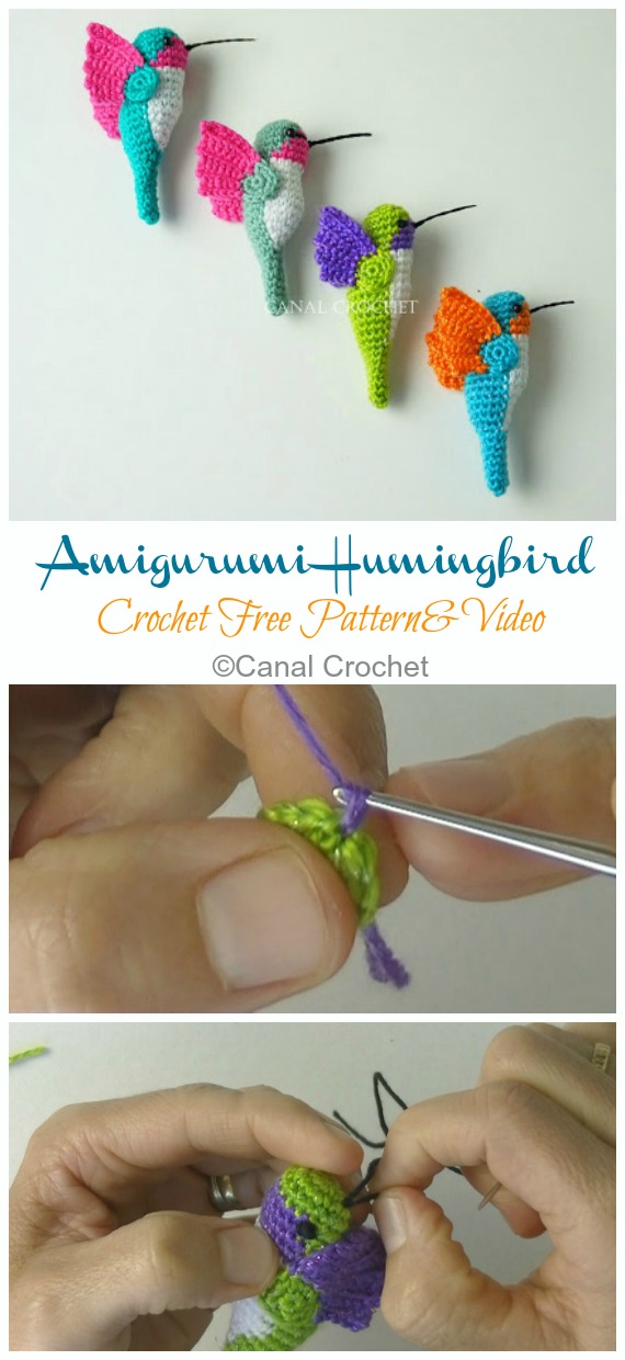 Amigurumi Humingbird Crochet Free Pattern [Video]- Crochet #Bird; #Amigurumi; Free Patterns