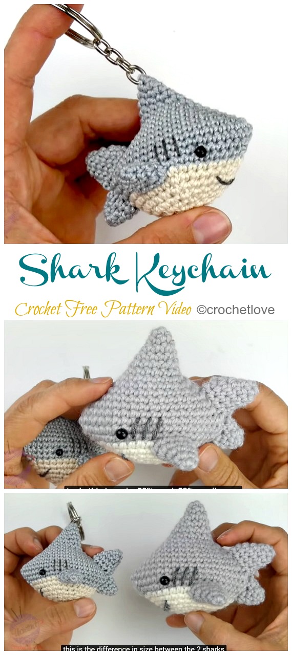 Amigurumi Shark Keychain Crochet Free Patterns [Video] - - #Keychain #Crochet Free Patterns