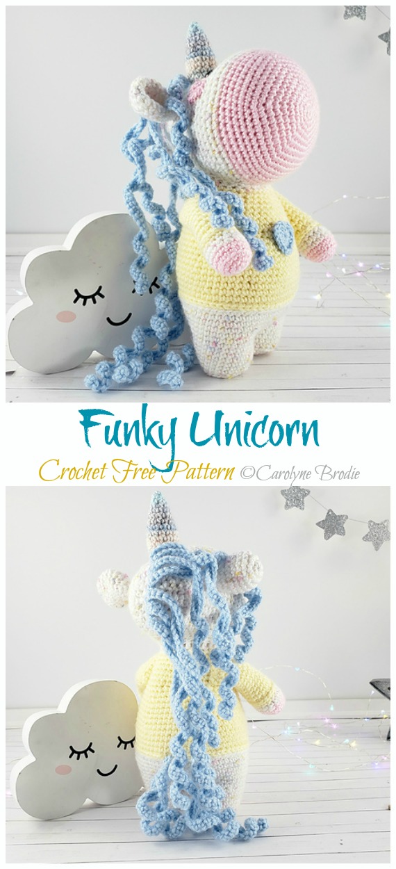 Amigurumi Funky Unicorn Crochet Free Pattern - Crochet #Unicorn; #Amigurmi; Free Pattern