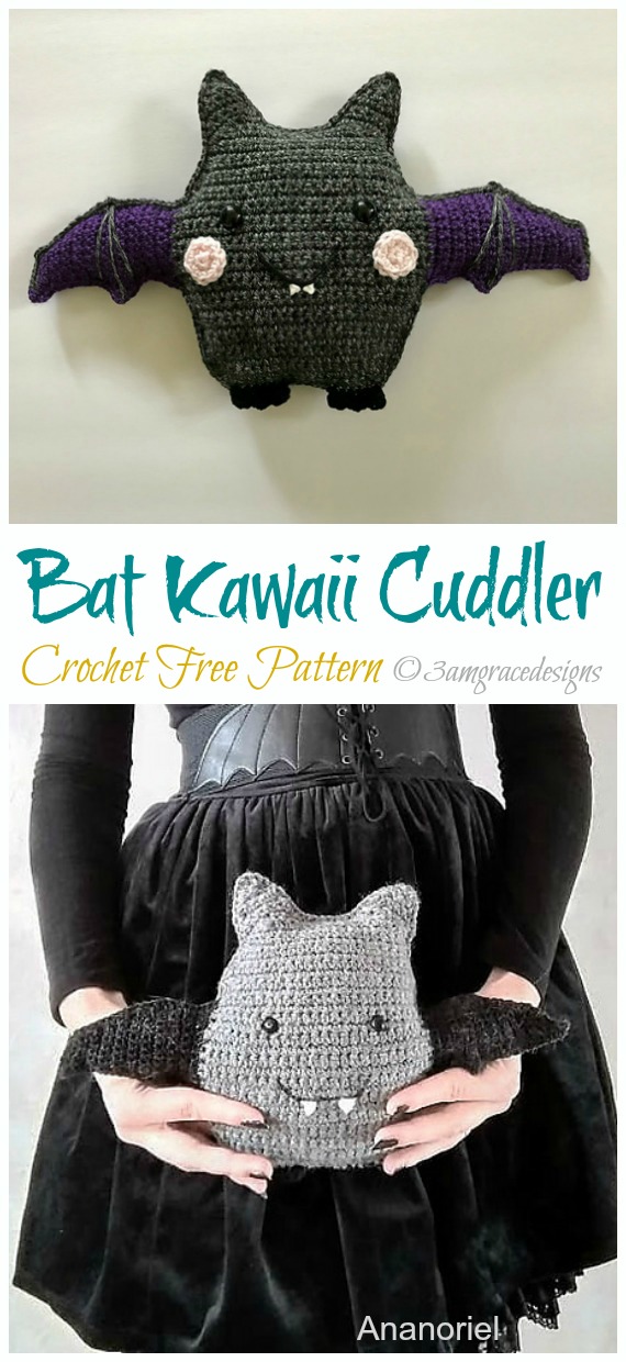 Crochet Bat Kawaii Cuddler Amigurumi Free Pattern - #Amigurumi; #Bat; Crochet Free Patterns
