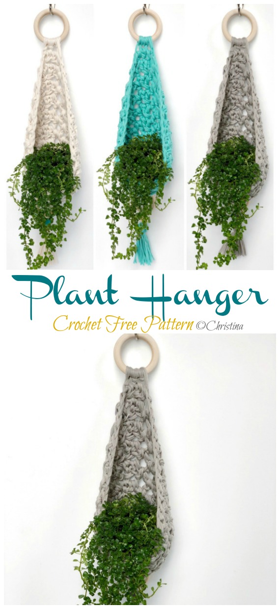 Plant Hanger Crochet Free Patterns - Hanging #Planter; Cozy Free #Crochet; Patterns