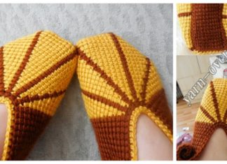 Simple Tunisian Slippers Crochet Free Patterns - Adult #Slipper; Free #Crochet: Patterns