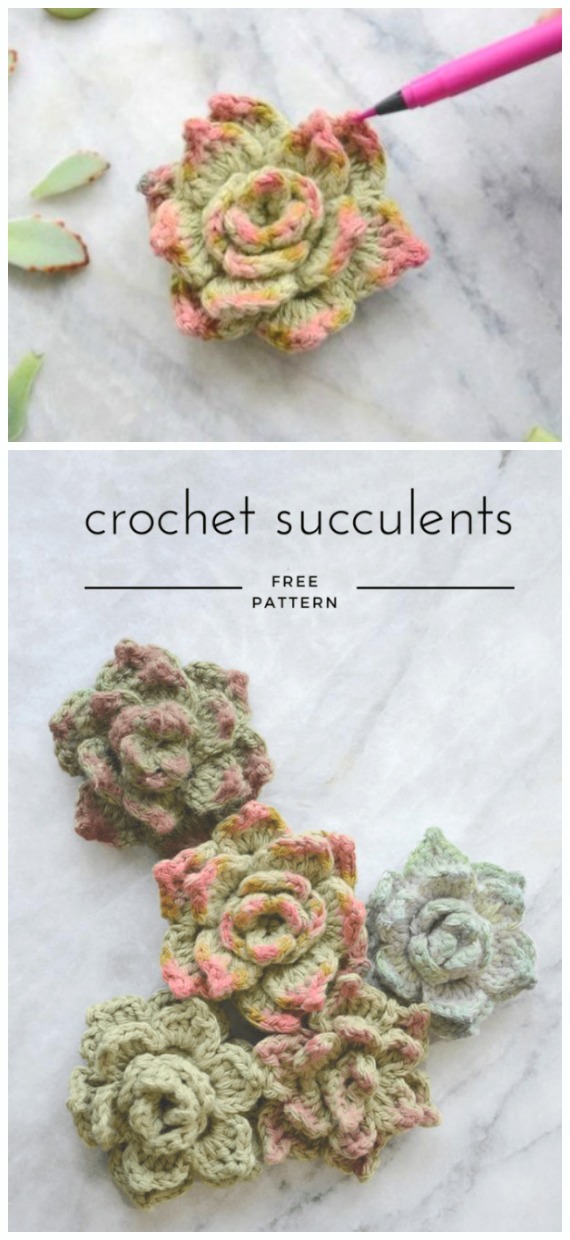 Rosette Succulent Free Crochet Pattern - #Succulent; Plant Crochet Free Patterns