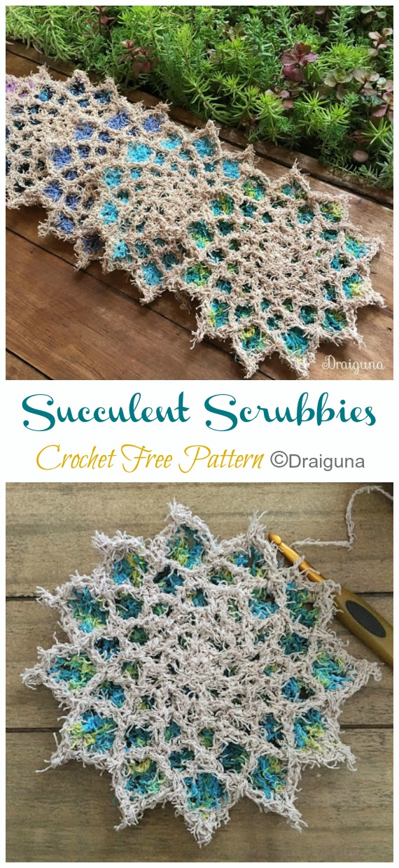 Succulent Scrubbies Free Crochet Pattern - #Succulent; Plant Crochet Free Patterns