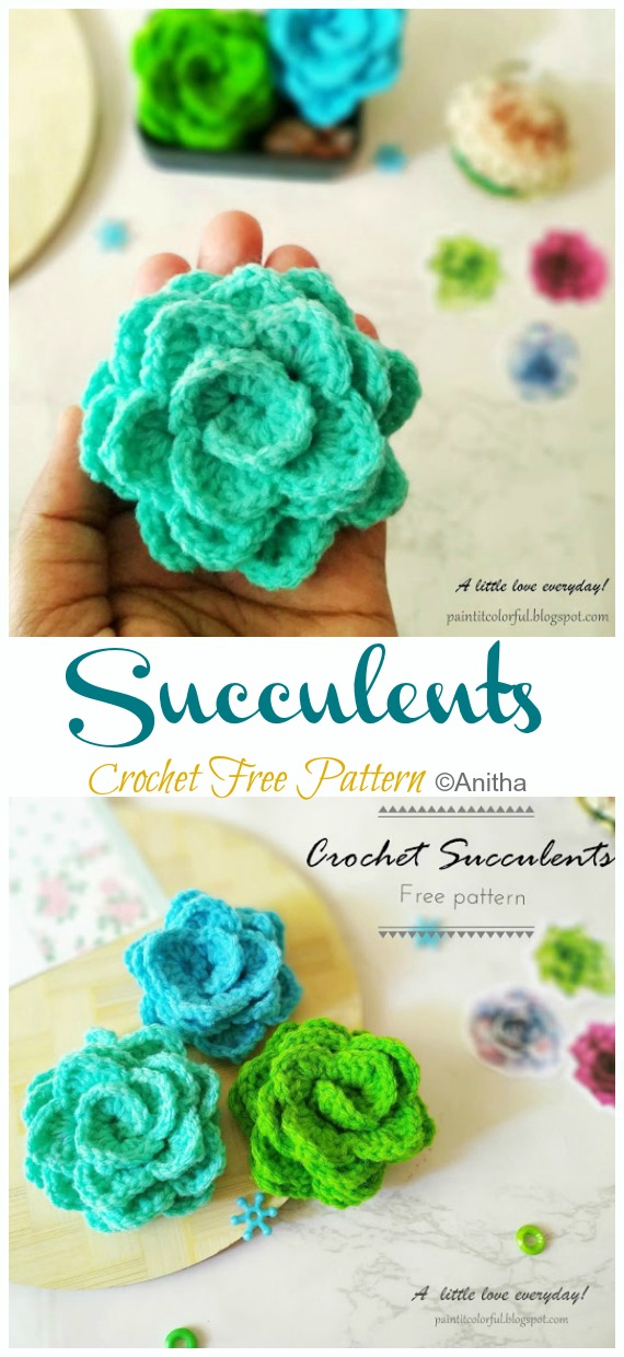 Succulents Free Crochet Patterns- #Succulent; Plant Crochet Free Patterns