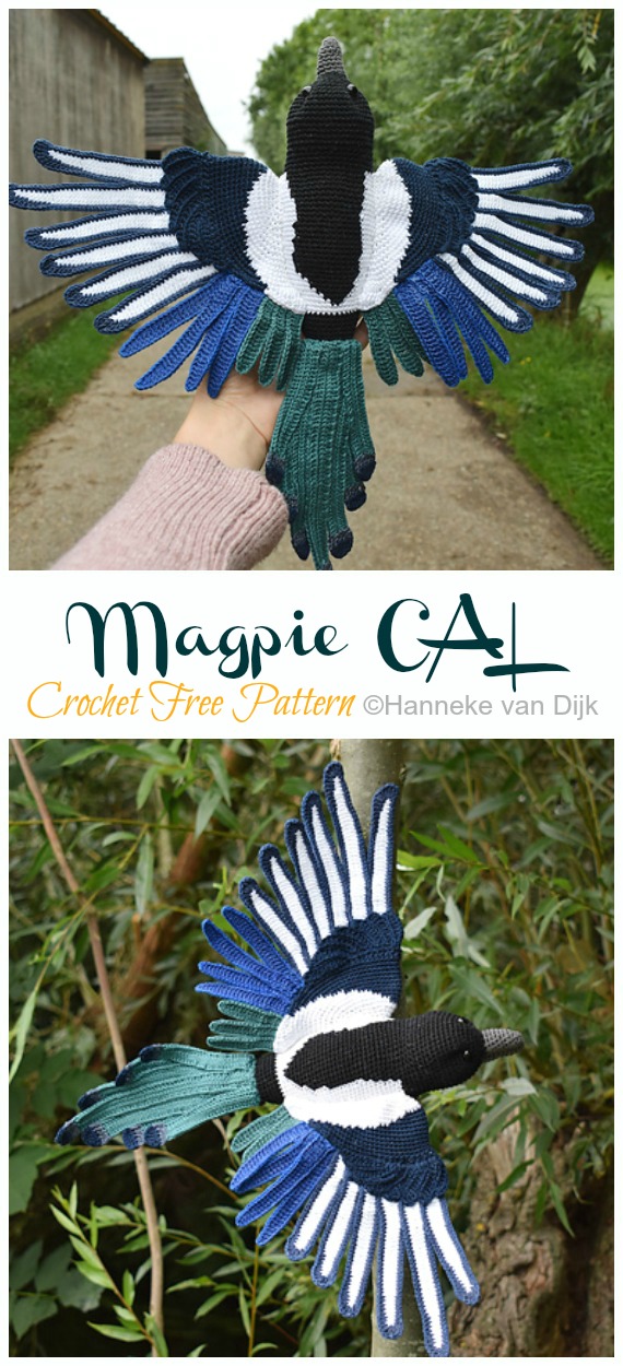 Amigurumi Magpie Bird Crochet Free Pattern- Crochet #Bird; #Amigurumi; Free Patterns