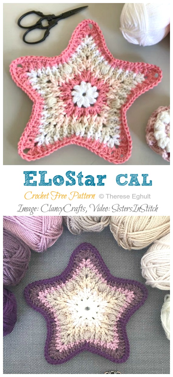 ELoStar CAL Crochet Free Pattern [Video]  - Easy #Crochet Coaster Free Patterns