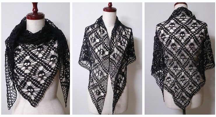 Granny Skull Shawl Crochet Free Pattern- Women Lace #Shawl; Free #Crochet; Patterns