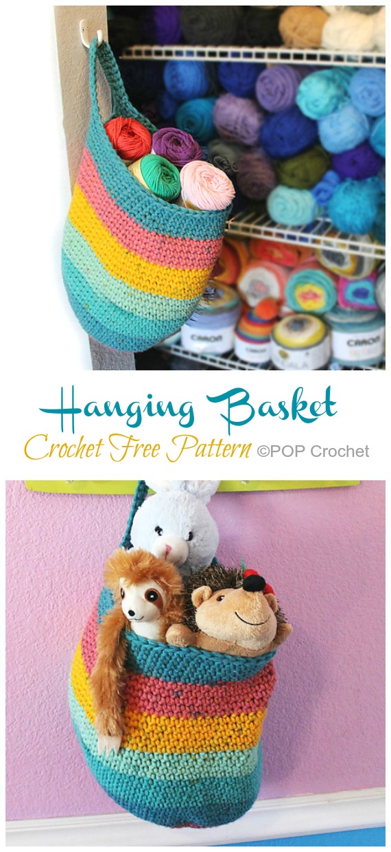 Hanging Sack Basket Crochet Free Pattern- Hanging #Basket; Free #Crochet; Patterns