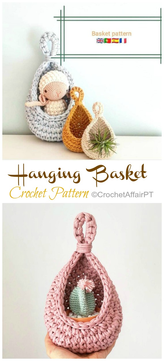 Cozy Hanging Basket Crochet Pattern- Hanging #Basket; #Crochet; Patterns