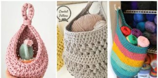 Hanging Sack Basket Crochet Free Pattern- Hanging #Basket; Free #Crochet; Patterns