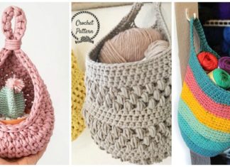Hanging Sack Basket Crochet Free Pattern- Hanging #Basket; Free #Crochet; Patterns