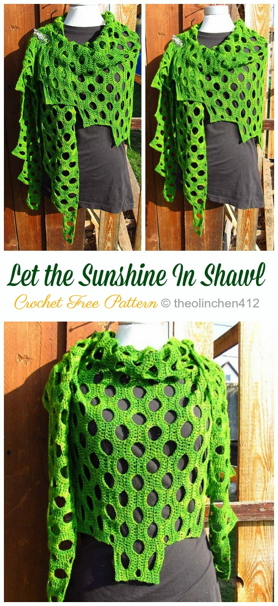 Let the Sunshine In Lace Shawl Crochet Free Pattern- Women Lace #Shawl; Free #Crochet; Patterns