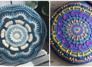 Mandala Cushion Crochet Free Patterns -Mandala #Pillow; Case #Crochet; Free Patterns