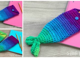 Mermaid Tail Pencil Pouch Crochet Free Pattern - Back to School #Pencil Case Free #Crochet; Patterns
