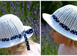 Ridge Brim Hat Crochet Free Pattern - Women/Girls #Sunhat; Free #Crochet; Patterns