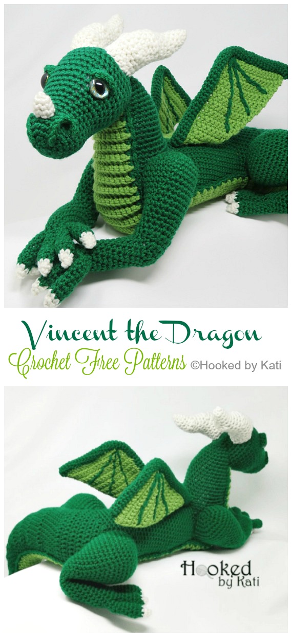 Amigurumi Vincent the Dragon Crochet Free Patterns- Free #Amigurumi; #Dragon; Toy Softies Crochet Patterns